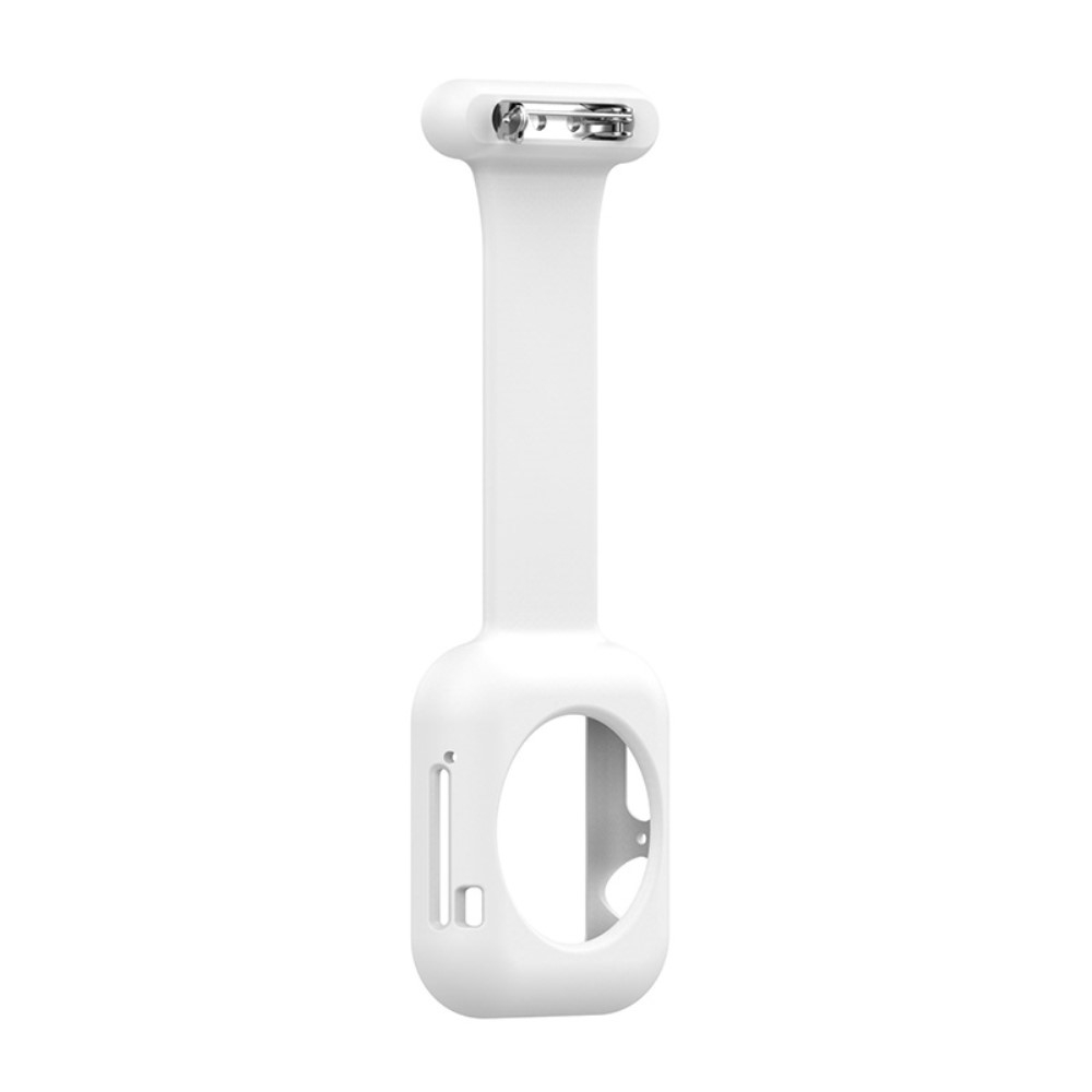 Apple Watch (49/46/45/44 mm) Silikon Uhren Schutzhülle Ansteck Halterung mit Sicherheitsnadel - Weiss