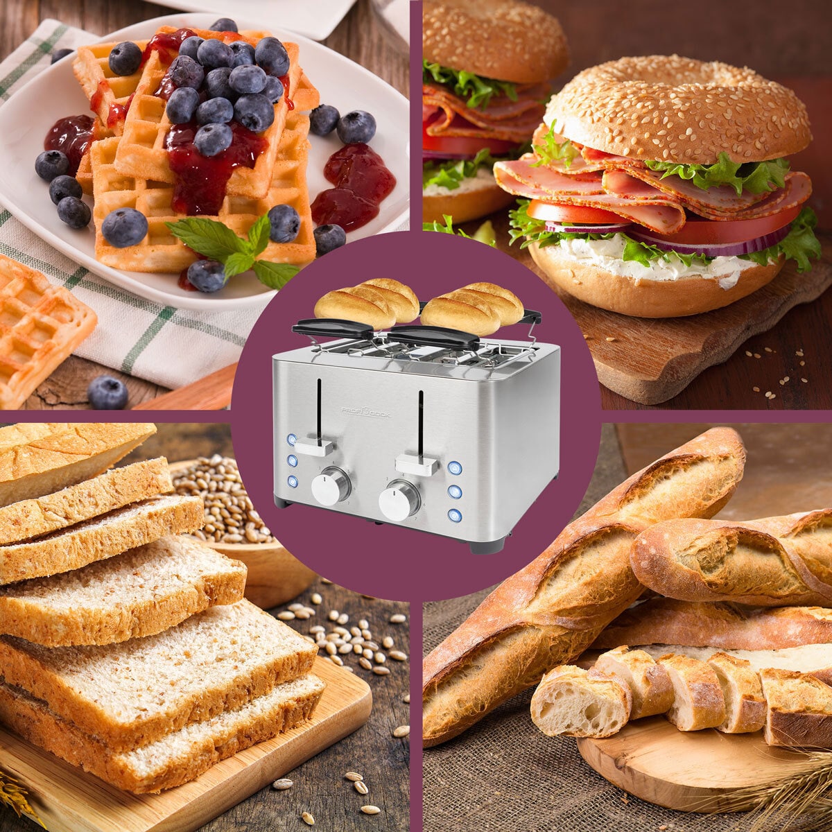 ProfiCook Toaster PC-TA 1252 Edelstahl 1500 Watt