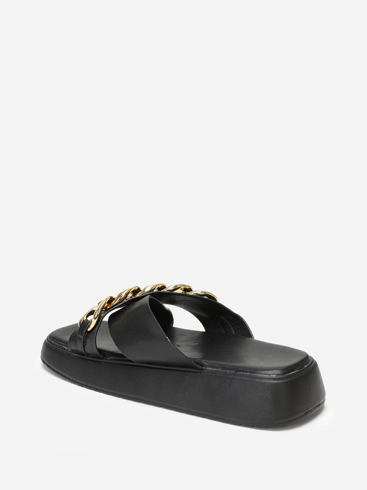 Mules à plateforme et brides chaîne- Noir