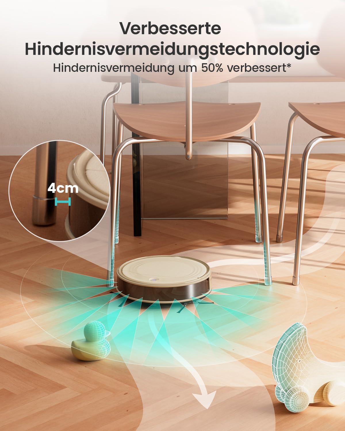LEFANT M310 Staubsauger Roboter, Saugroboter mit 4500 Pa Saugkraft, 180 Minuten Akkulaufzeit, Hindernisvermeidung, Steuerung per WLAN, App und Alexa, Geeignet für Tierhaare und Hartböden