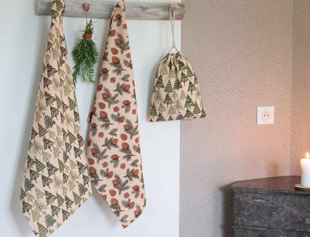 Lot de 2 torchons imprimés-Forestière