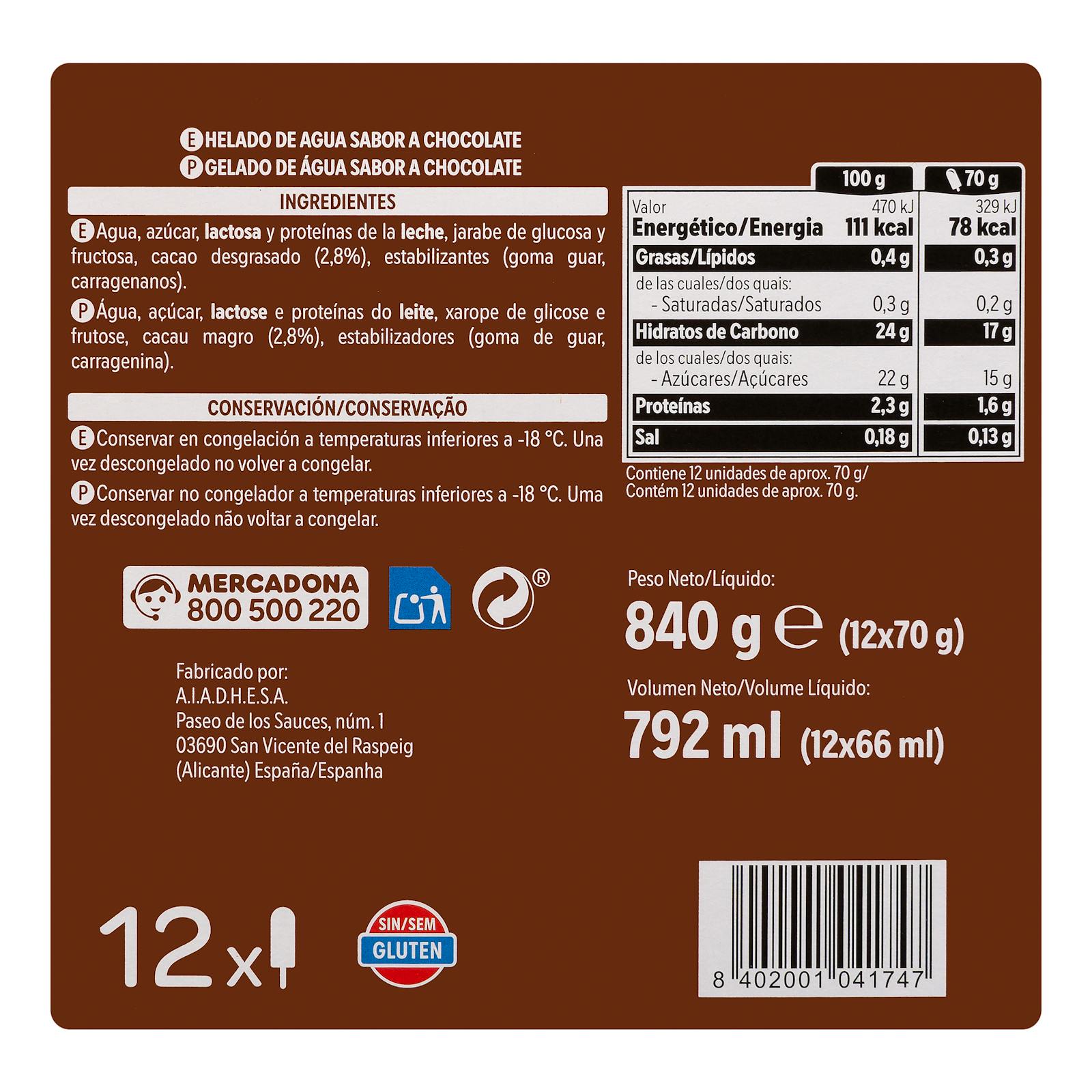 Glace au chocolat Hacendado