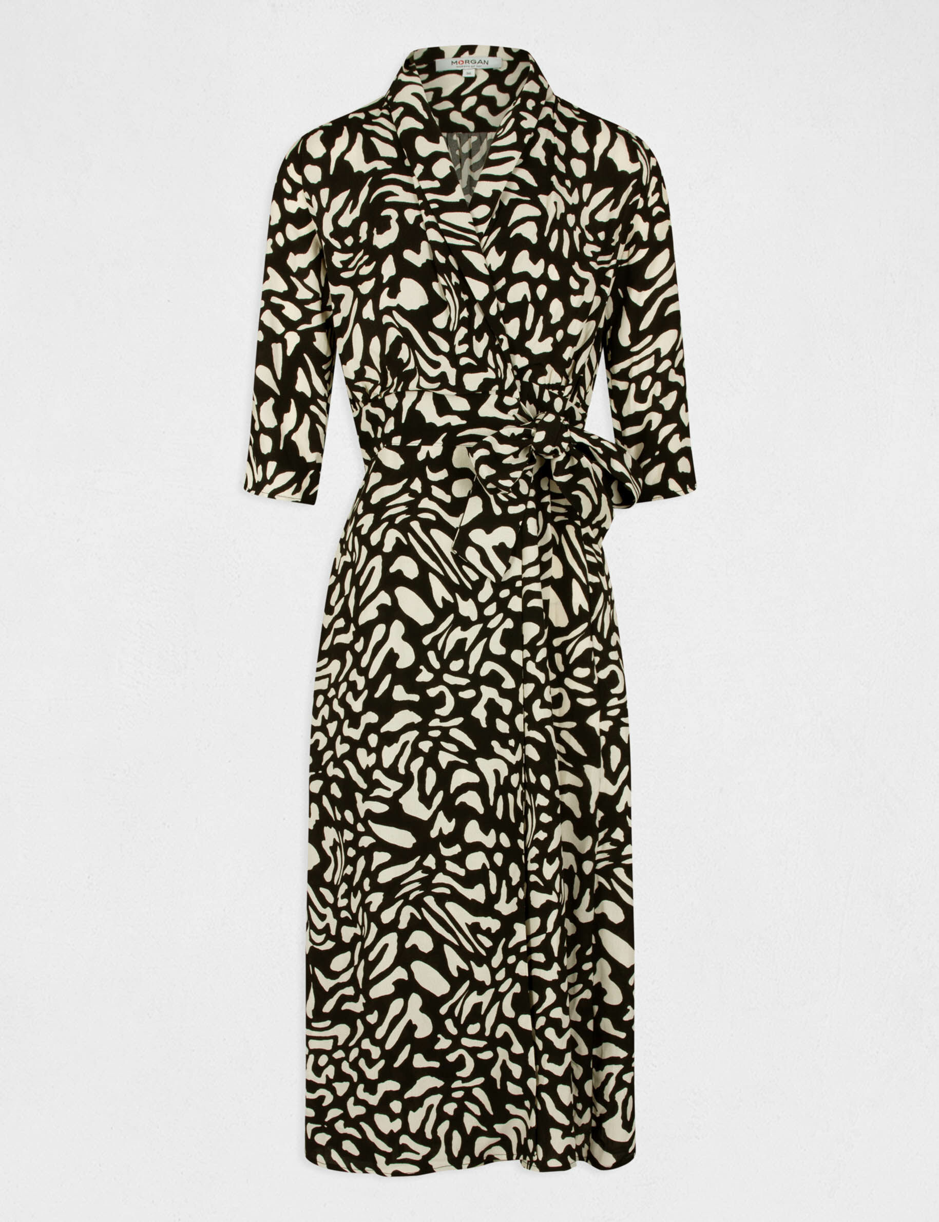 Robe midi portefeuille imprimé abstrait multico femme - multico