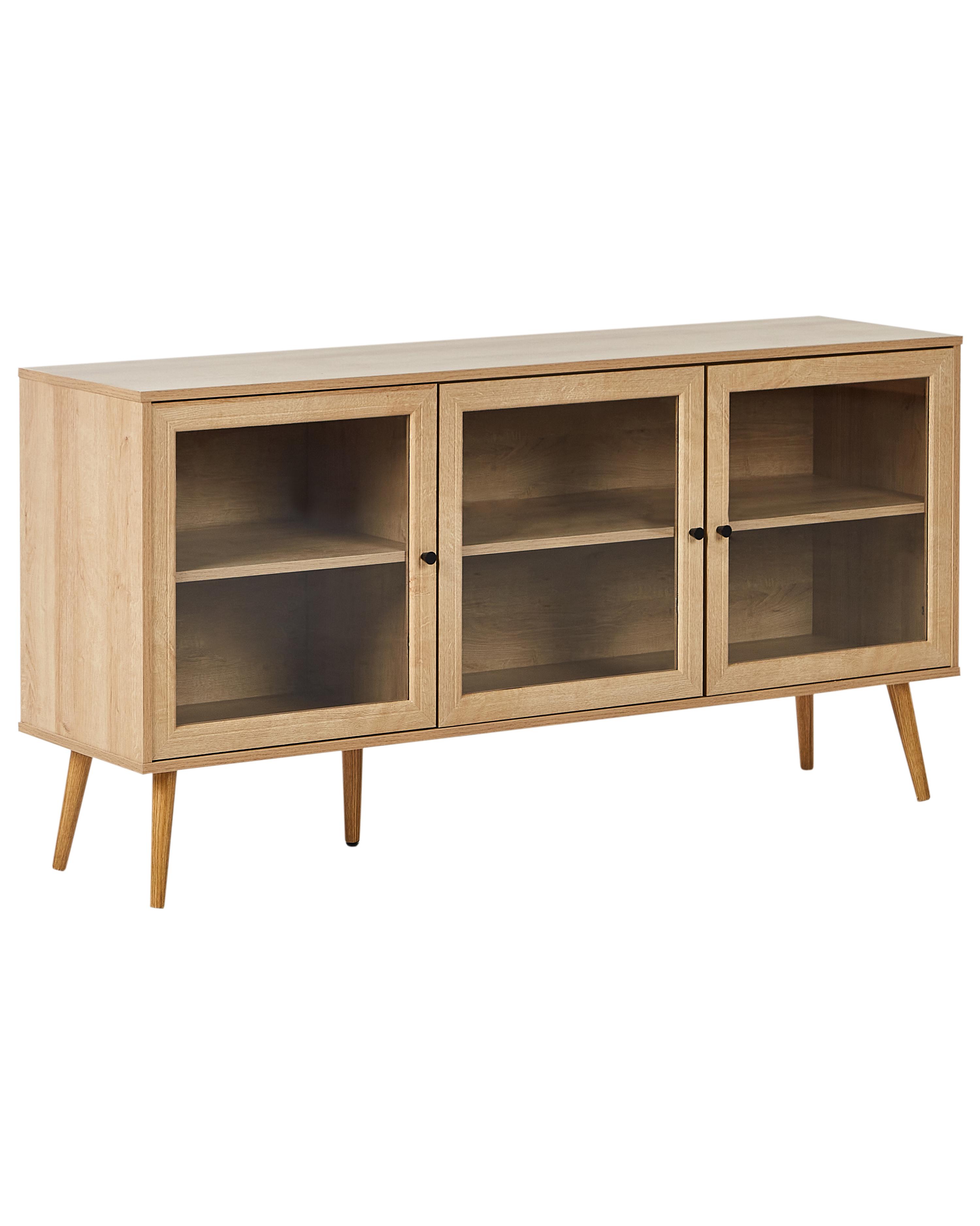 Dressoir met glazen deuren ALBANY 150 cm Lichtbruin