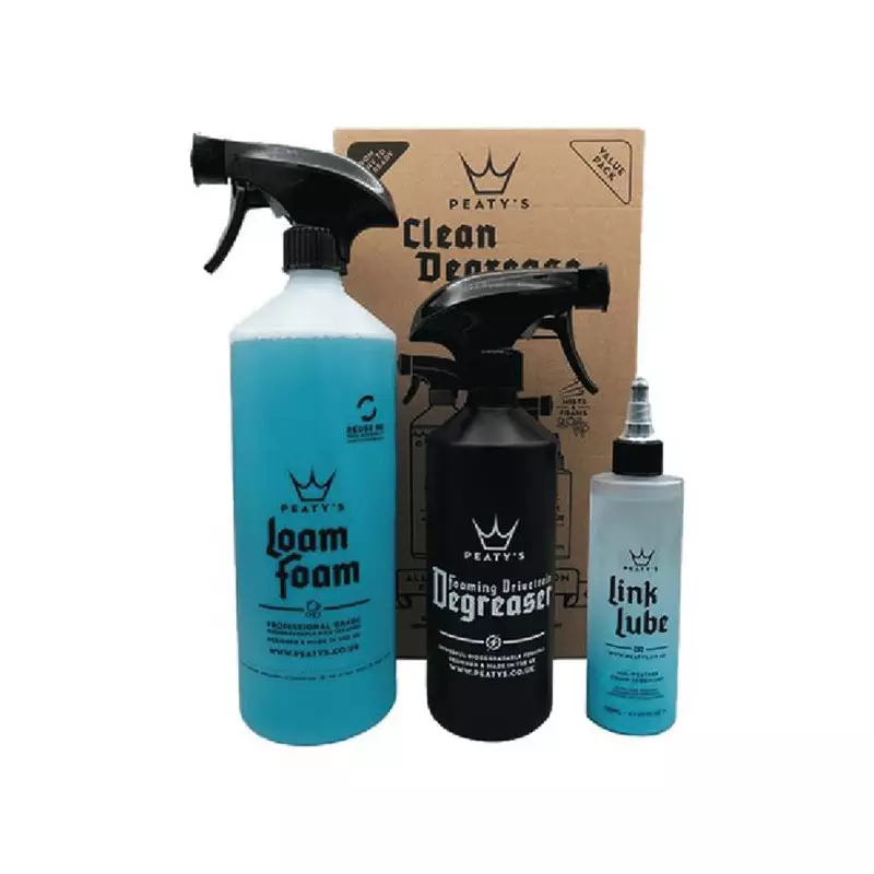 PEATY Kit dentrtient Peatys BIO : LOAM FOAM 1L, DEGREASER 500ml, LINK LUBE