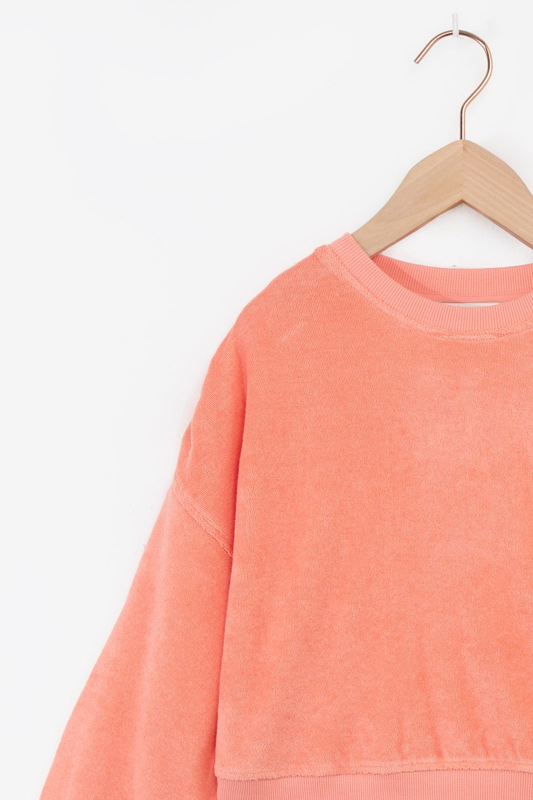 Koraal roze badstof sweater