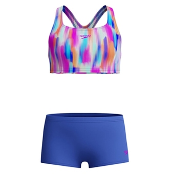 Speedo Girls Allover 2PC Bikini Cobalt Pop Kinder