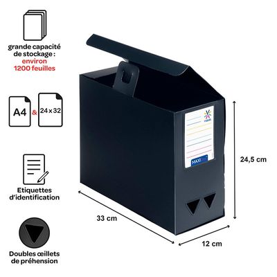 Viquel - Boîte de classement plastique - dos 120 mm - disponible dans différentes couleurs