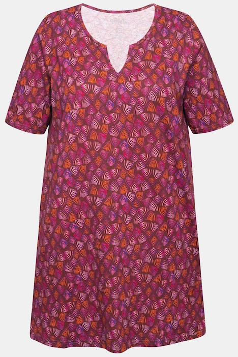 Longshirt, Dreiecksmuster, Tunika-Ausschnitt, Halbarm