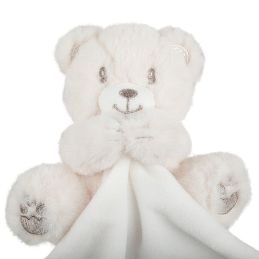 Doudou ourson à détails brodés argentés - Ecru