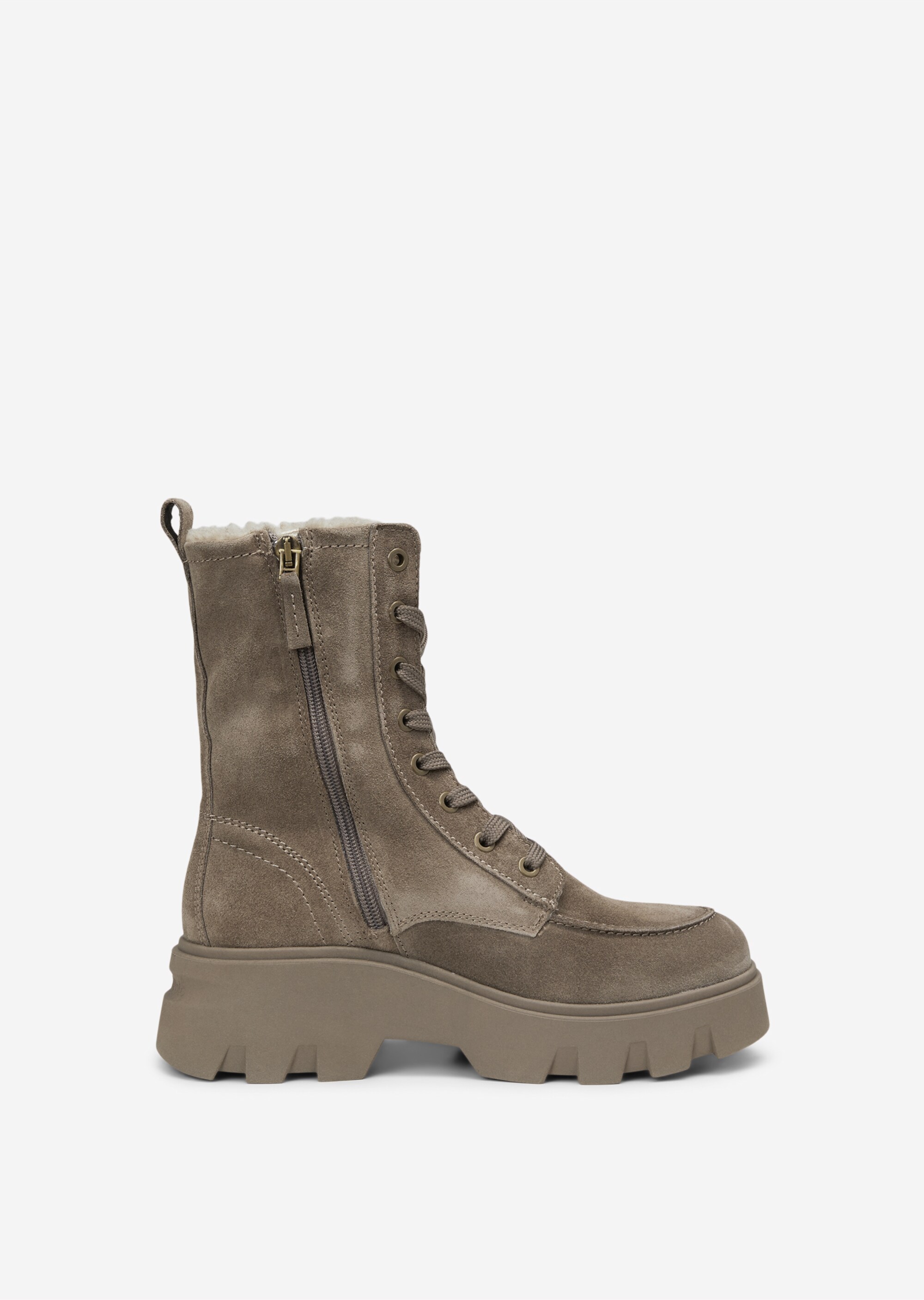 Schnürstiefel aus softem Veloursleder