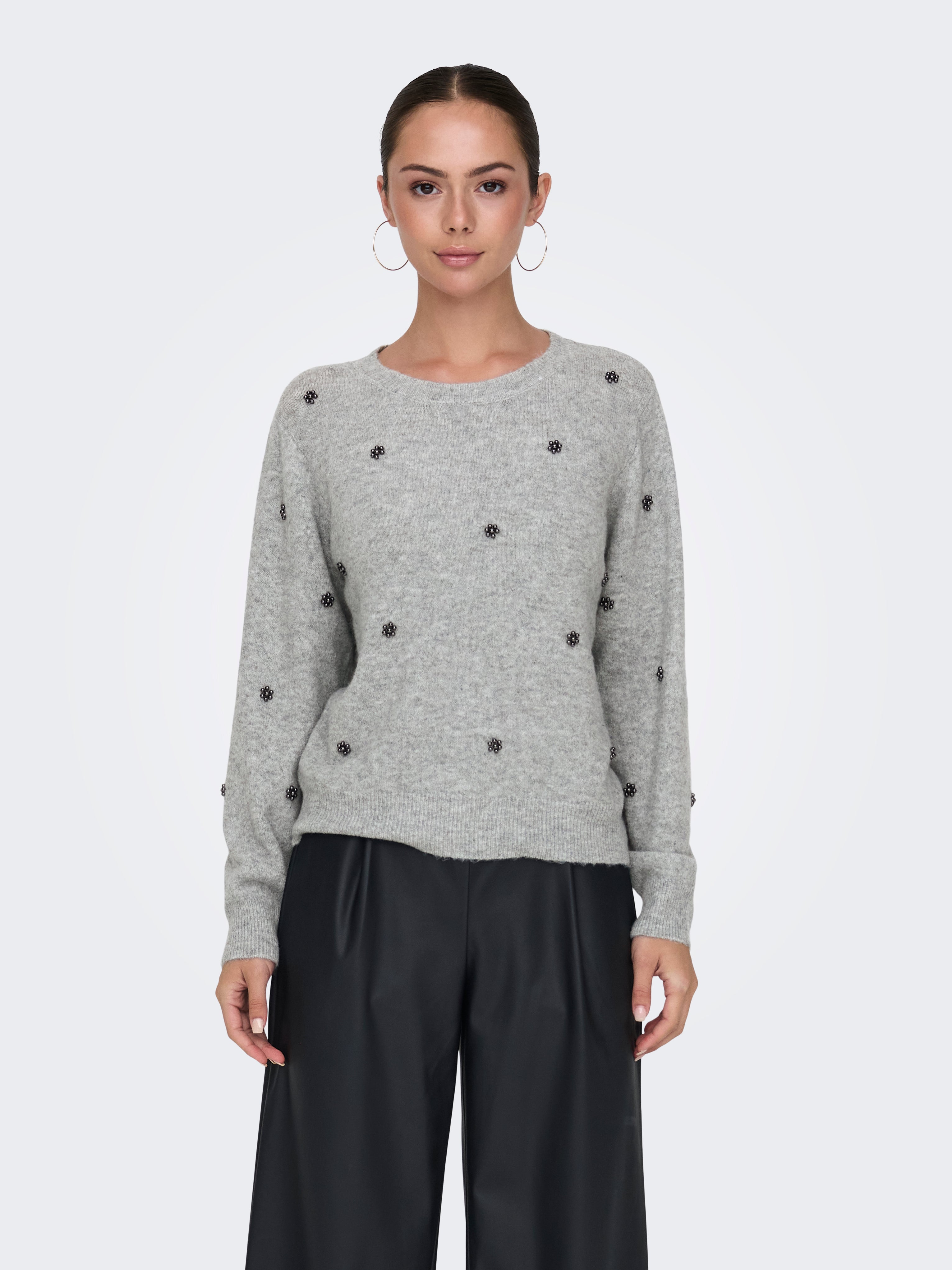 JDYBELLA Strickpullover Light Grey Melange