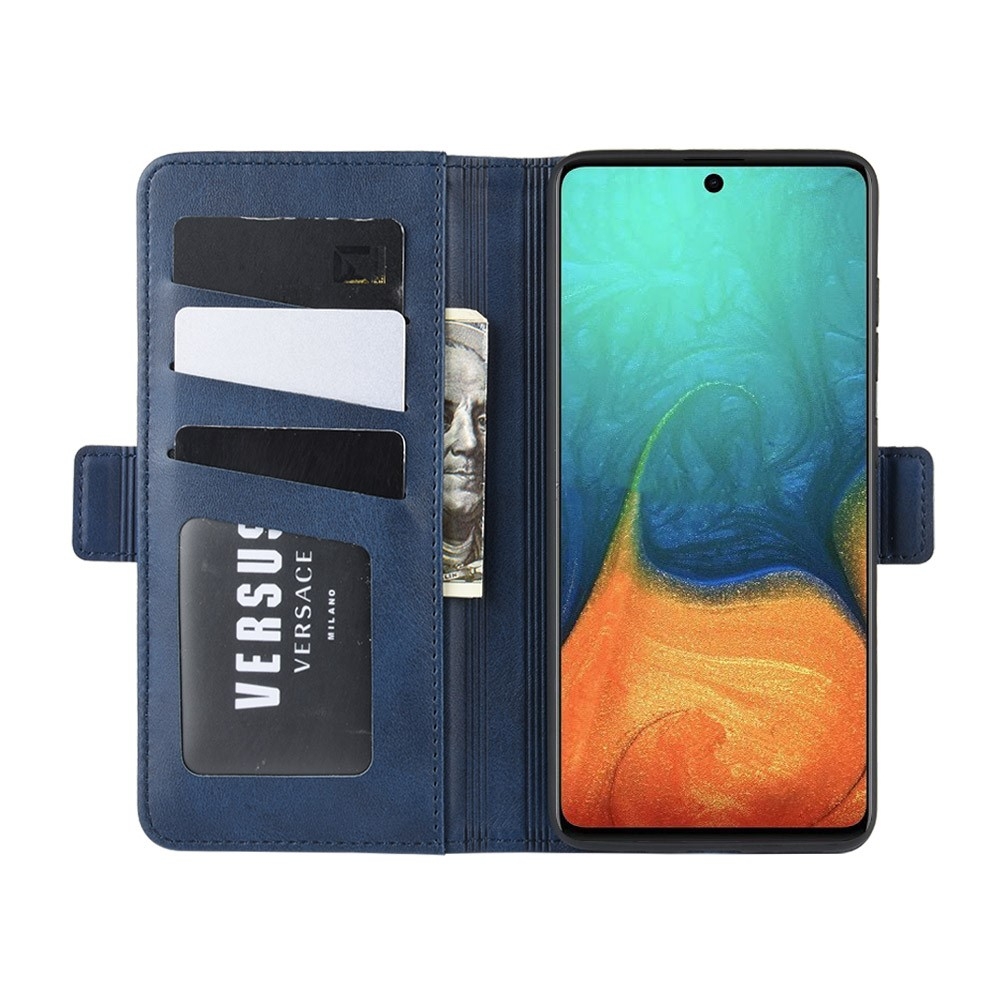 Samsung Galaxy A71 Leder Tasche Kartenfach Smart Magnetverschluss - Blau