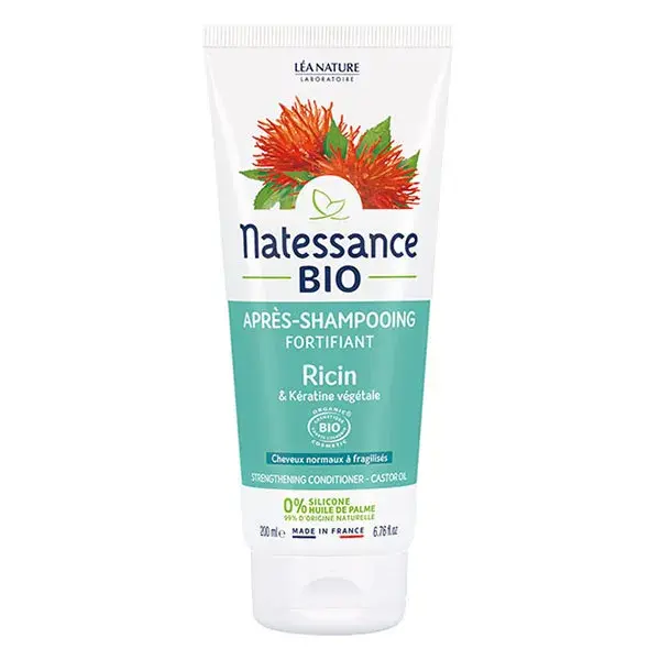 Condicionador Fortificante Natessance com Óleo de Rícino Orgânico e Queratina Vegetal 200ml