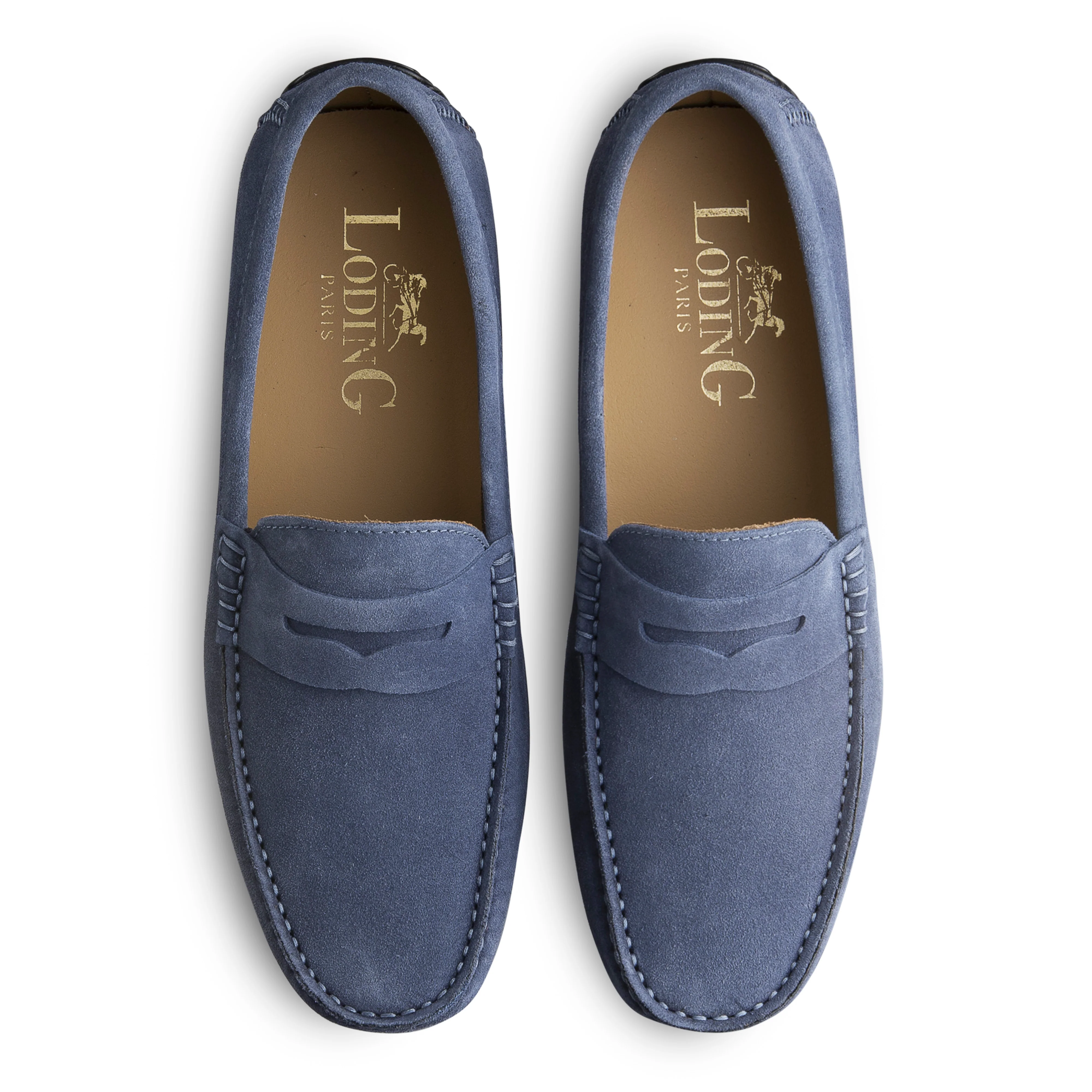 Mocassin d'été driver homme velours bleu ciel Fiorano 700