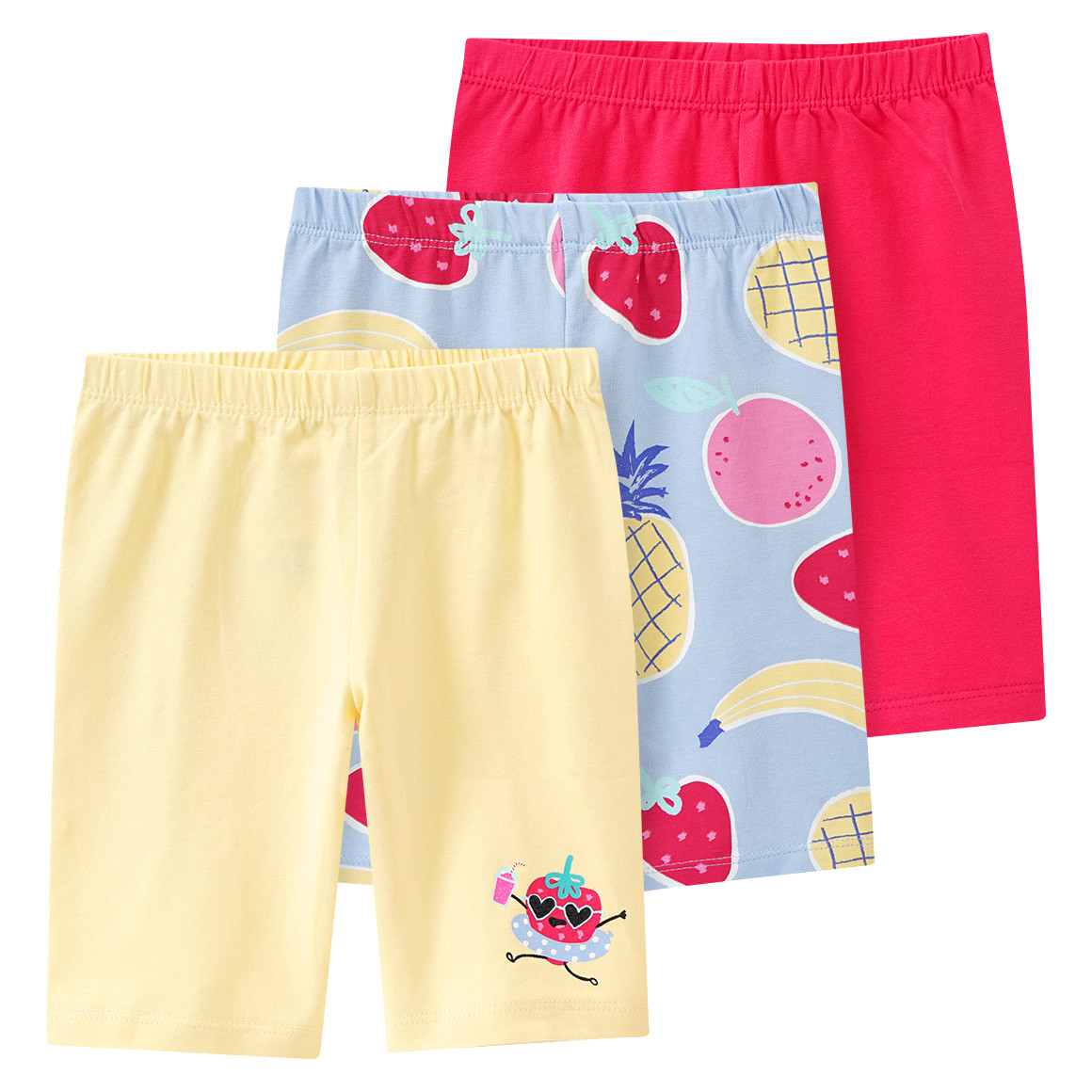 Famy 3 Mädchen Radler mit bunten Motiven hellgelb / rot / hellblau