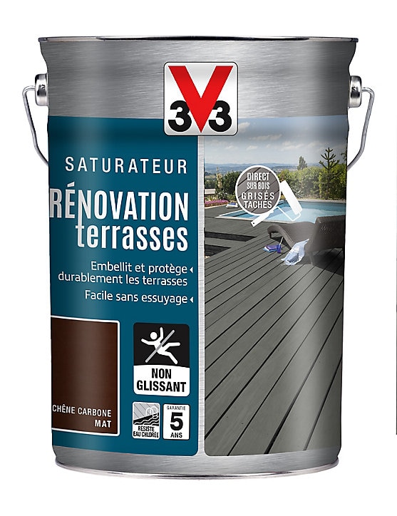 Saturateur extérieur terrasses et bardages Chêne carbone V33 5L
