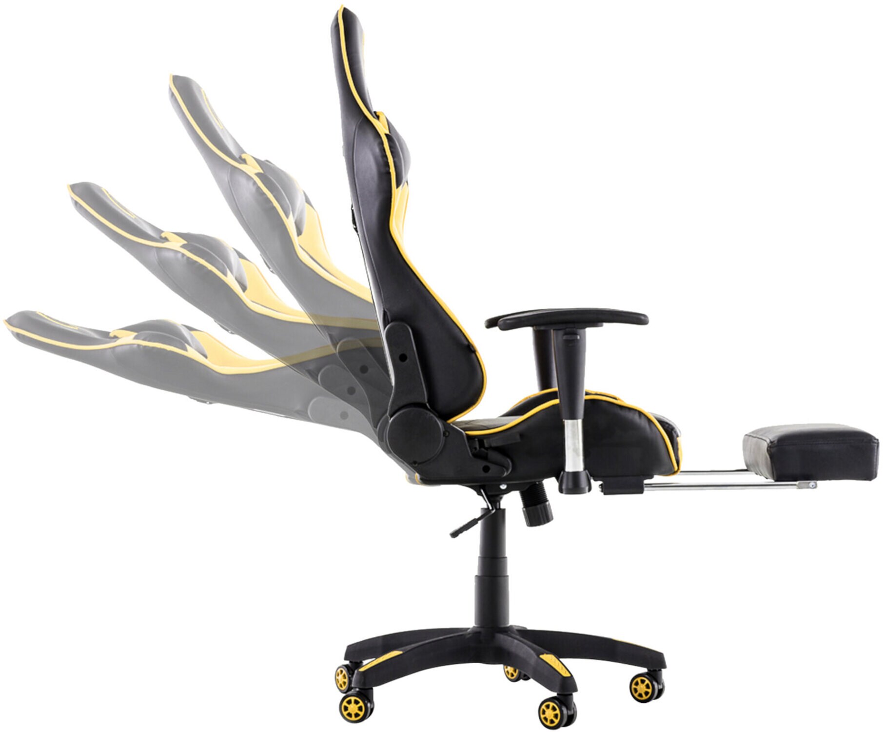 TPFLiving Racing Bürostuhl Turbine mit Fußablage Schwarz/Blau