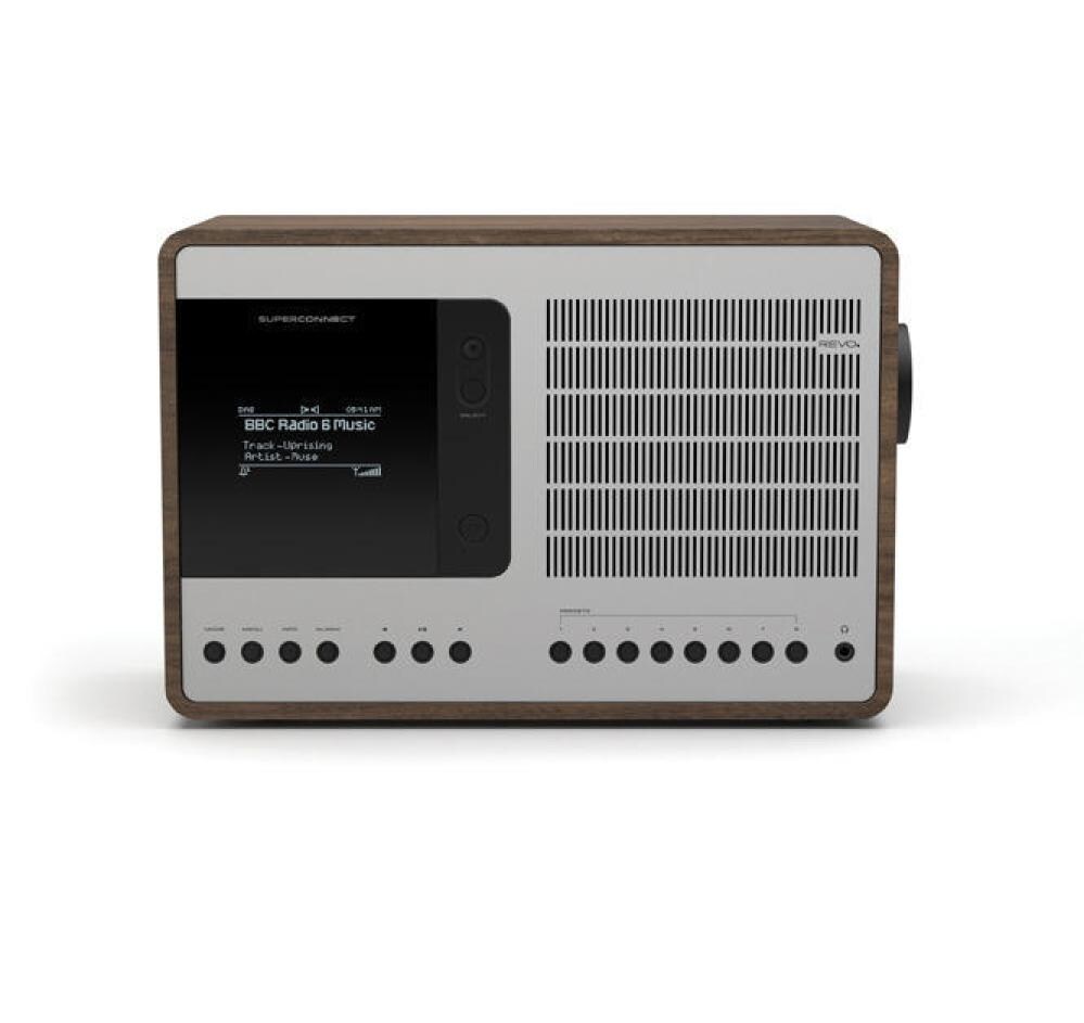Internet Radio SuperConnect Walnuss Silber<br>Internet-Radio mit DAB+, Bluetooth und vielem mehr, piano weiss/silber