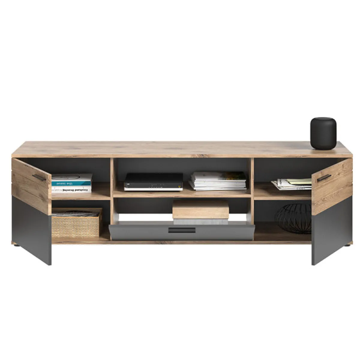 Dansmamaison Meuble TV SOMAN - Gris/Bois