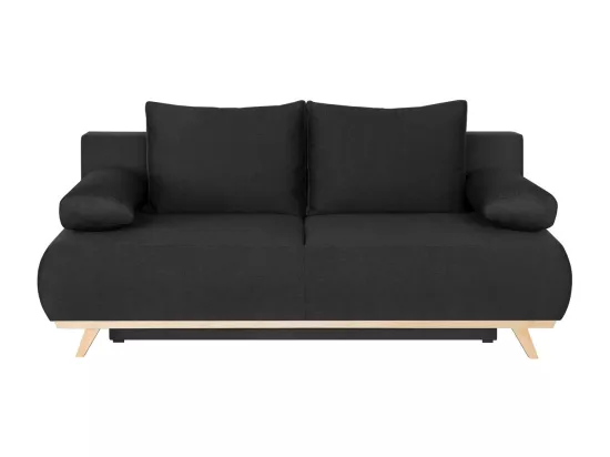 Canapé convertible 3 places avec coffre de rangement en tissu gris anthracite - Laria