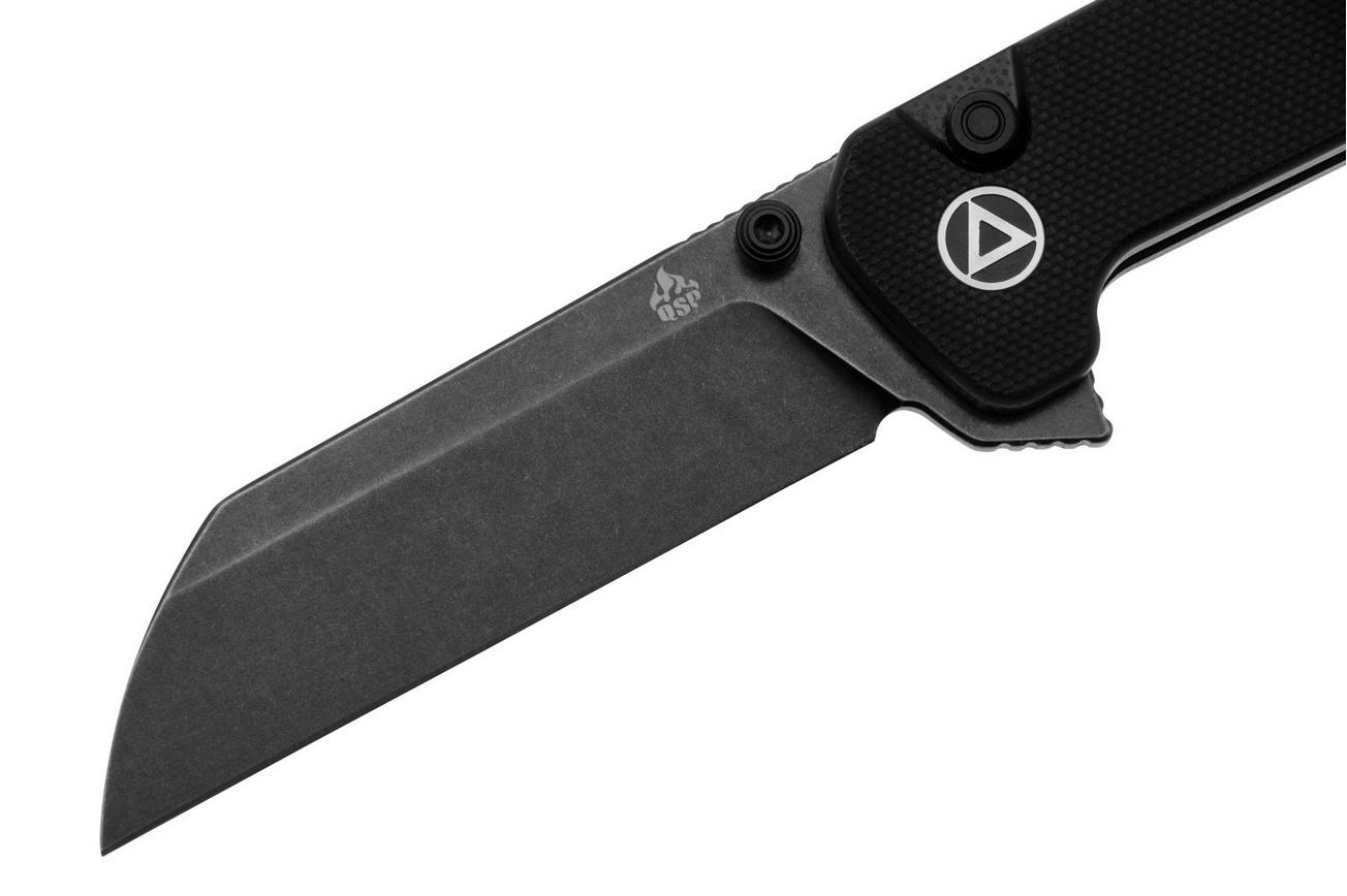 QSP Knife Penguin Button Lock QS130BL-A2, Black, Black G10, zakmes