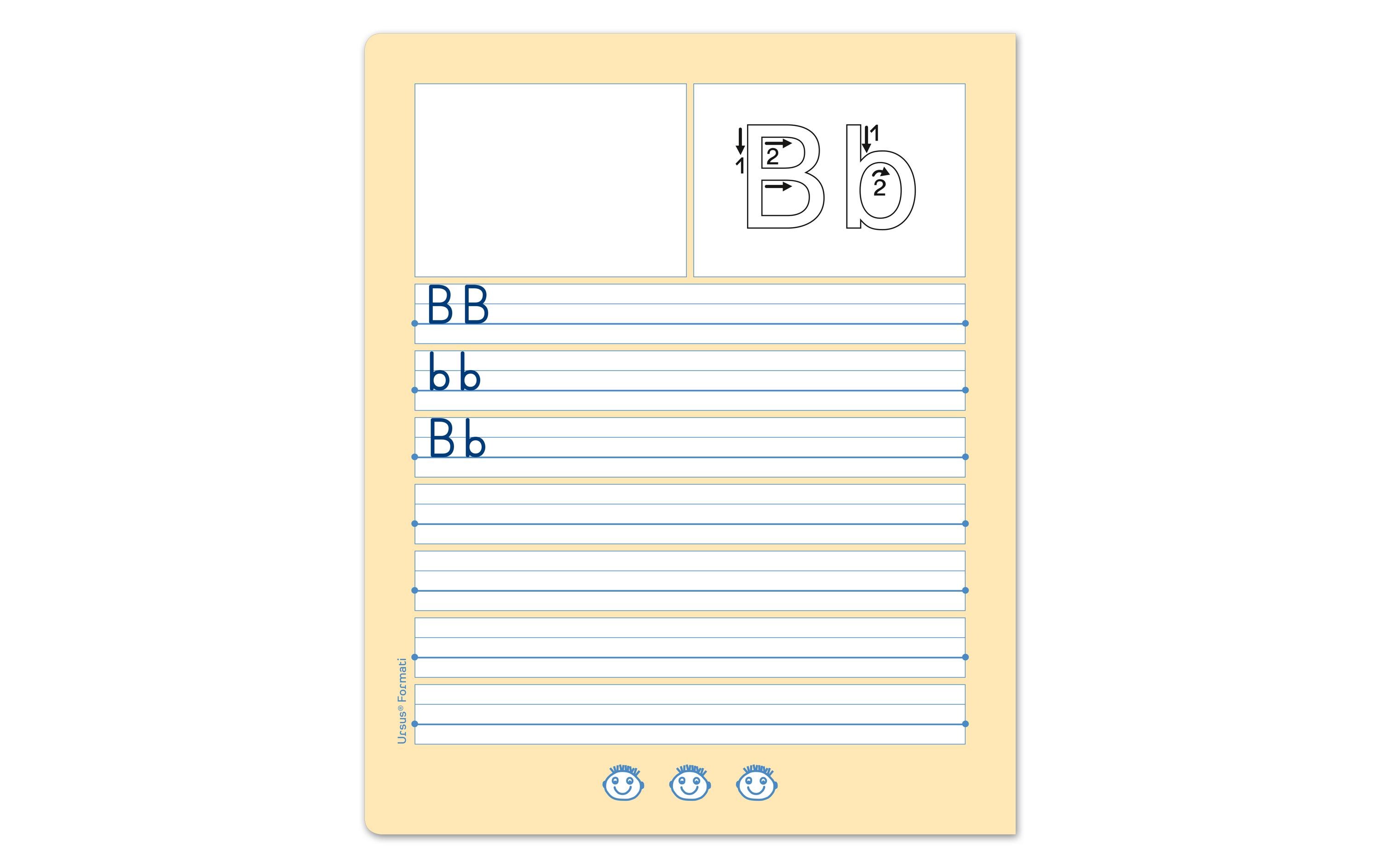 Schulheft Druckschrift B.1, 19.5 x 24 cm, LiniertBuchstabenheft, 6 mm liniert