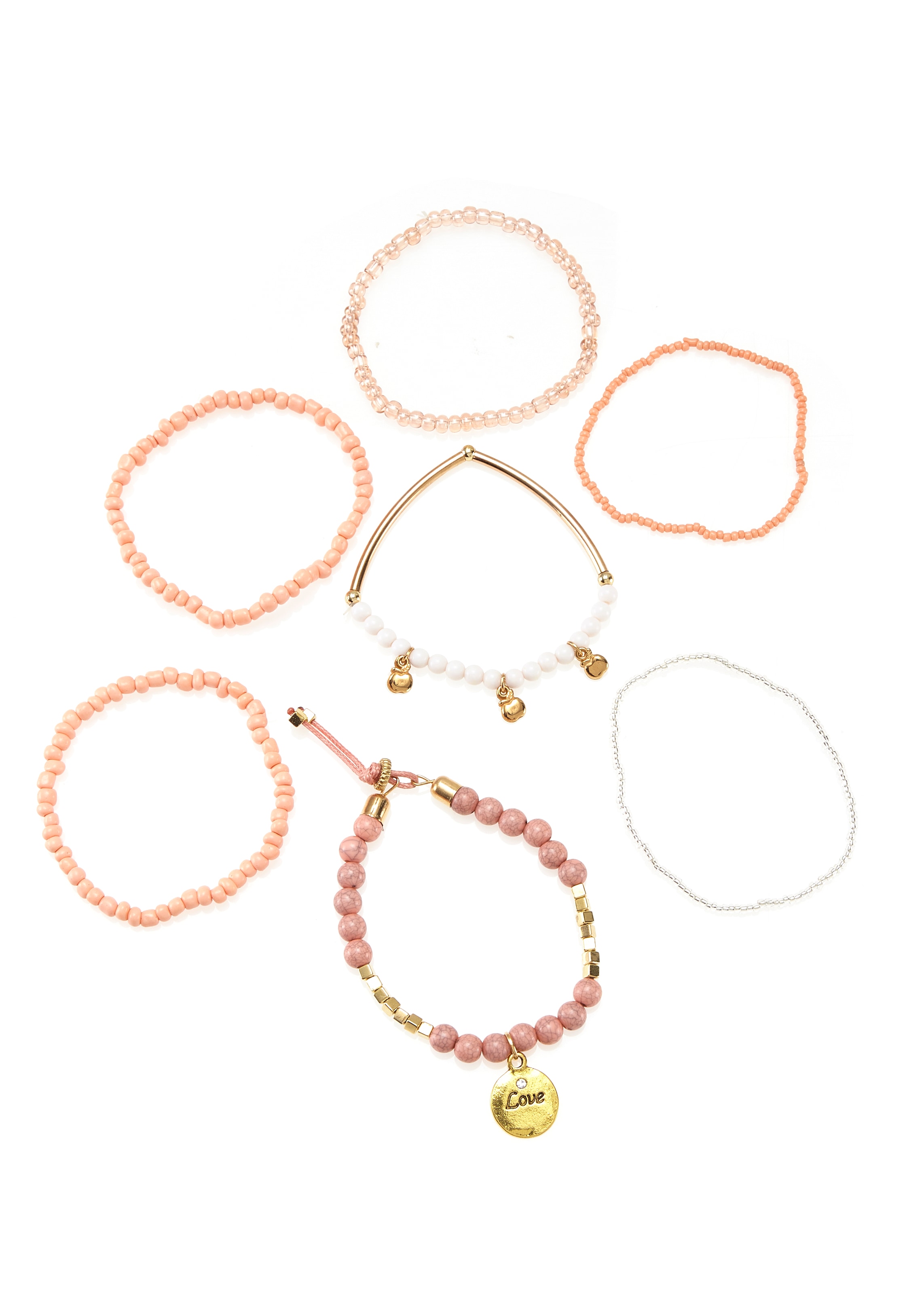 LASCANA Armketten Set elastisches Armband mit Anhänger, Armband Set