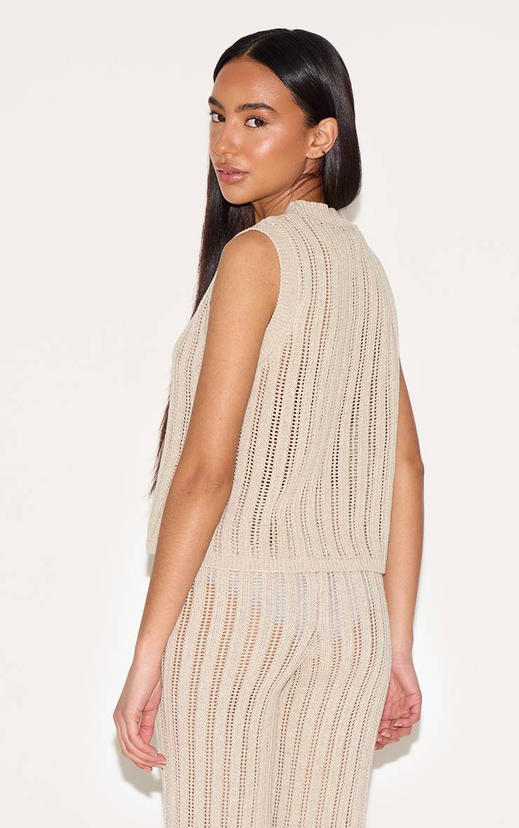 Naturel Gilet Sans Manches Tricoté Petite