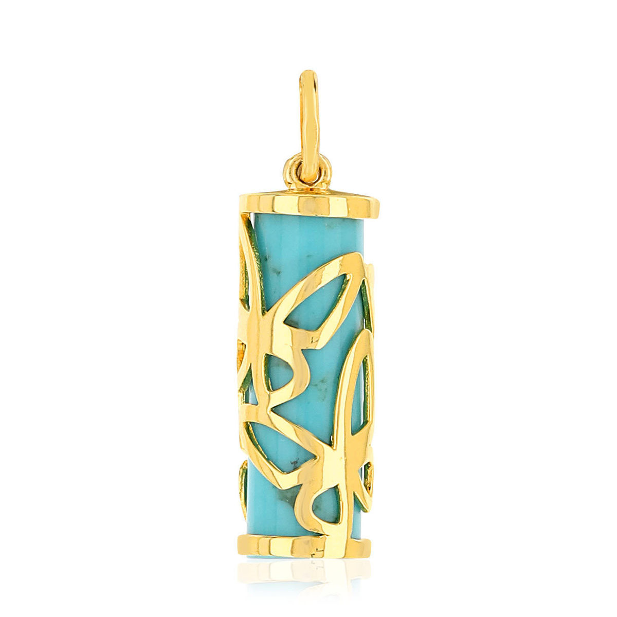 Pendentif or 375 jaune turquoise imitation