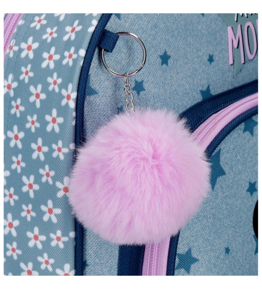 Mochila estilo Minnie da Disney, adaptável a um carro azul - 27x33x11cm