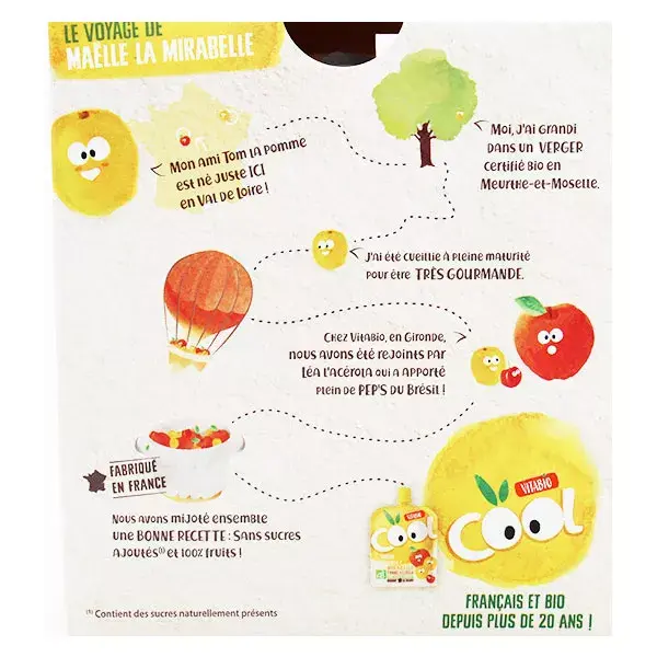 Vitabio Cool Fruits Ameixa Mirabelle Maçã Acerola Orgânica Sachê 4 x 90g