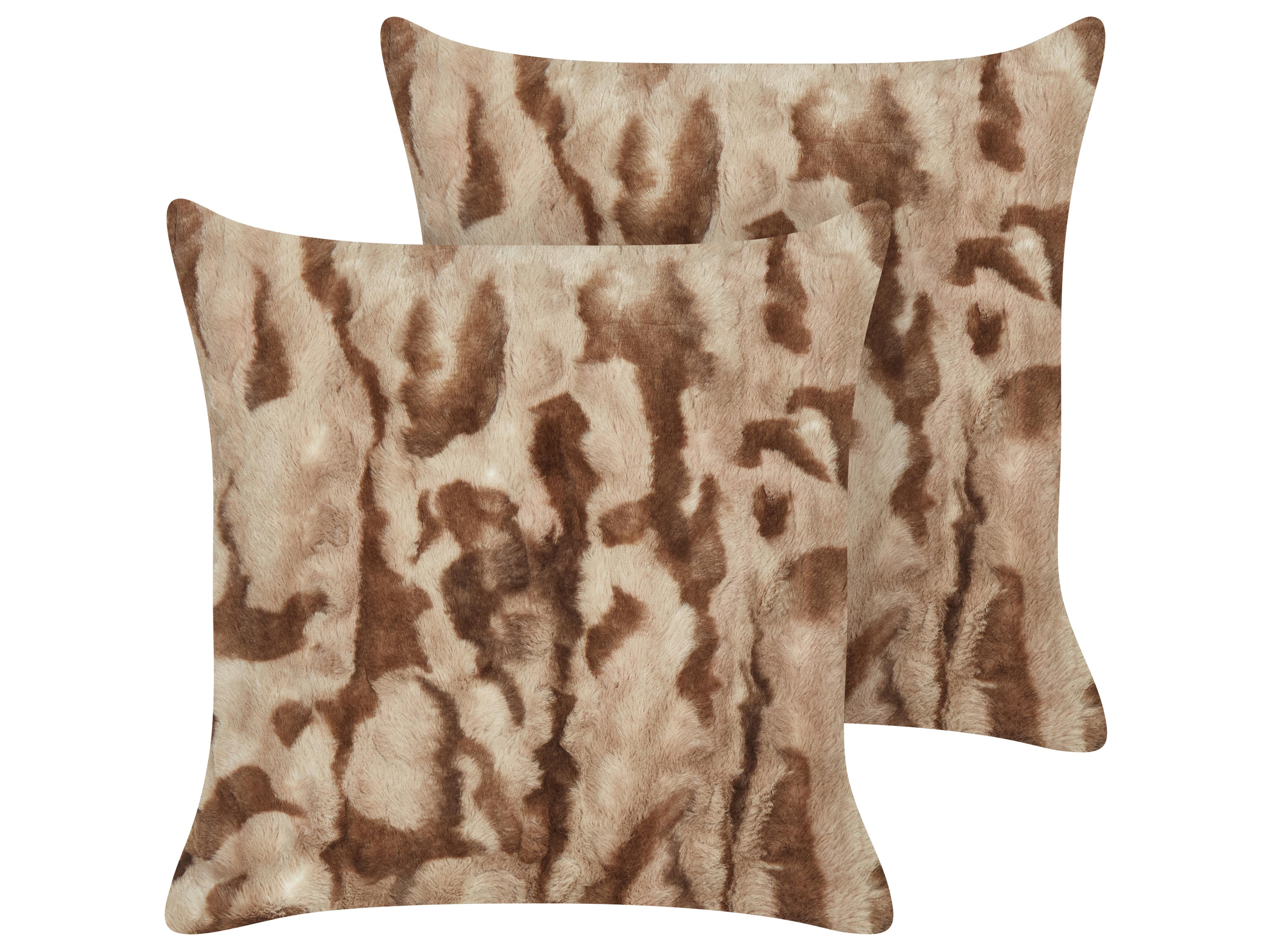 Set van 2 sierkussens BAKIRA Nepbont 45 x 45 cm Bruin abstract patroon