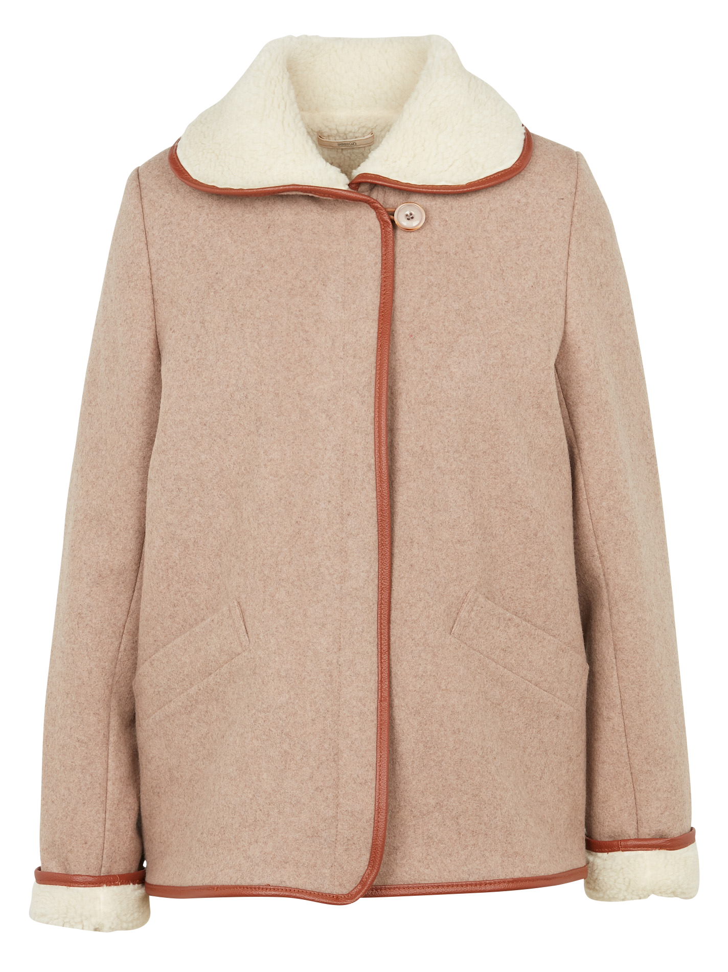 PAOLO - Manteau col claudine en laine mélangée | Violet
