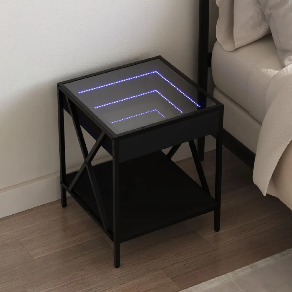 VIDAXL Table de chevet LED - Noir