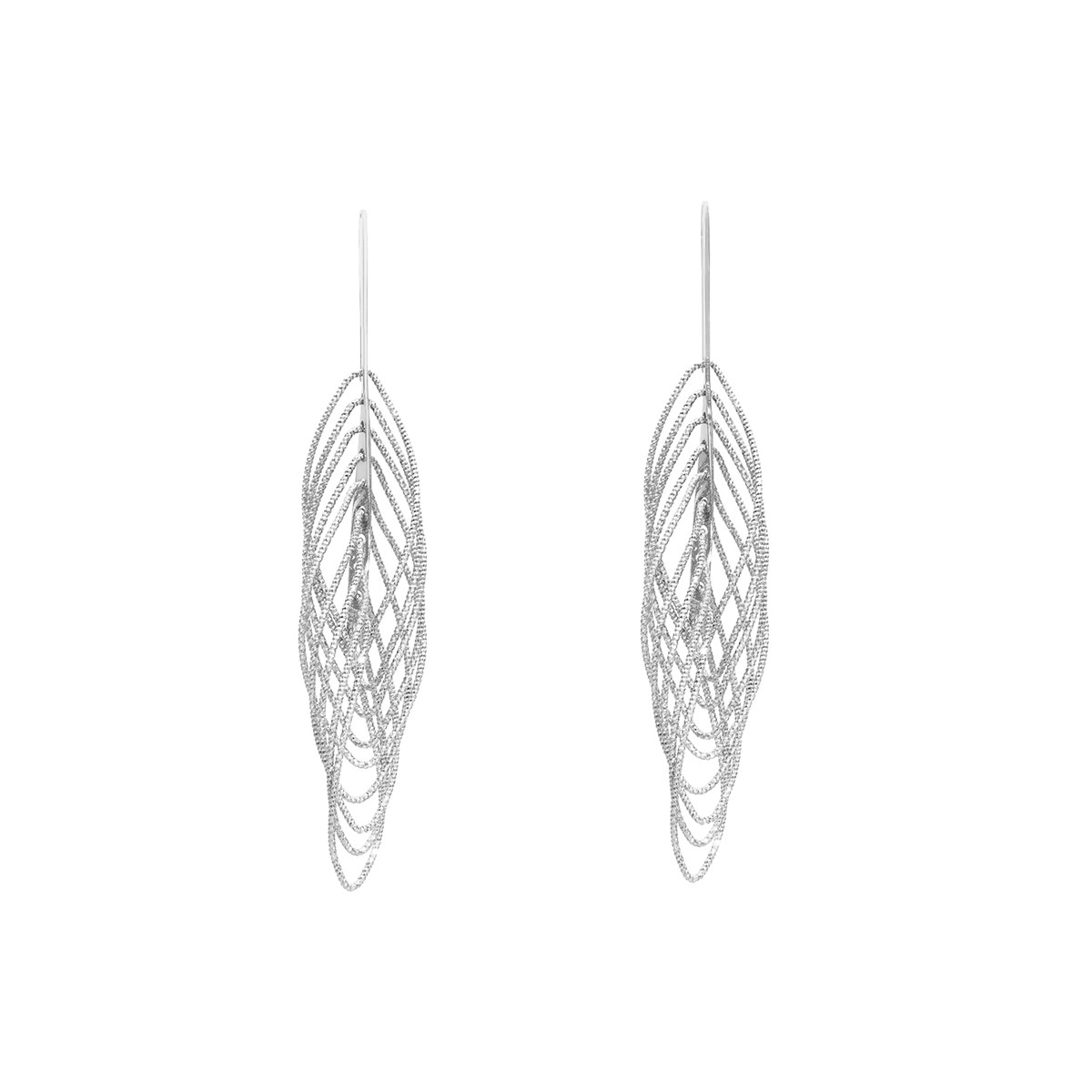 Boucles D'oreilles Argent Rhodié Spirales Diamantées