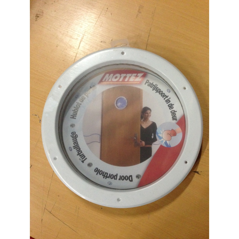 Hublot de porte rond nickelé mat