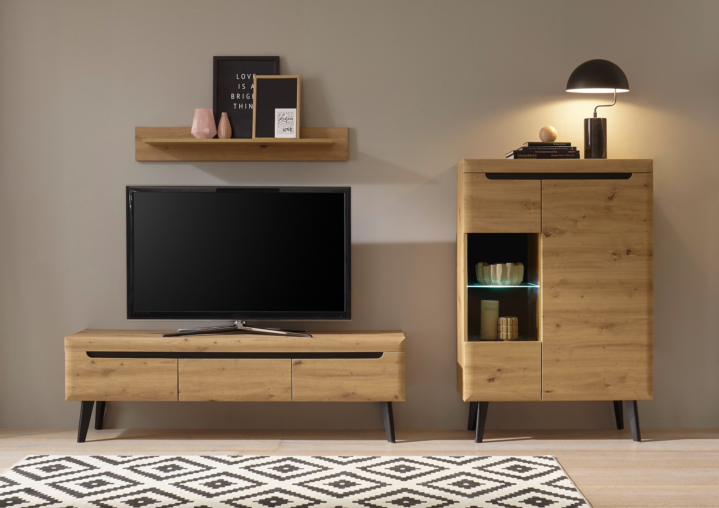 INOSIGN Lowboard »Torge, TV-Unterschrank, TV-Kommode, Fernsehschrank, TV-Board« 1 Stk. tlg. abgeschrägte Füsse, drei Farben, Scandi Design, 160 cm breit