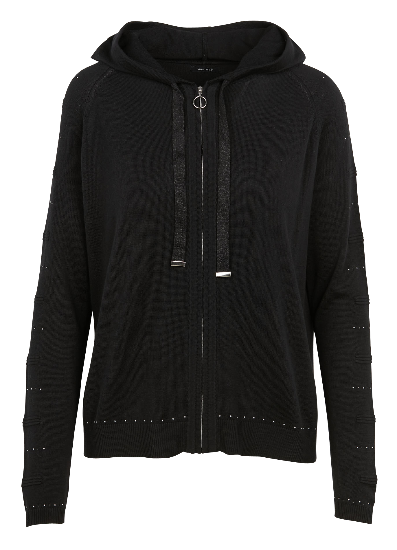 Gilet zippé à capuche en coton mélangé| Noir