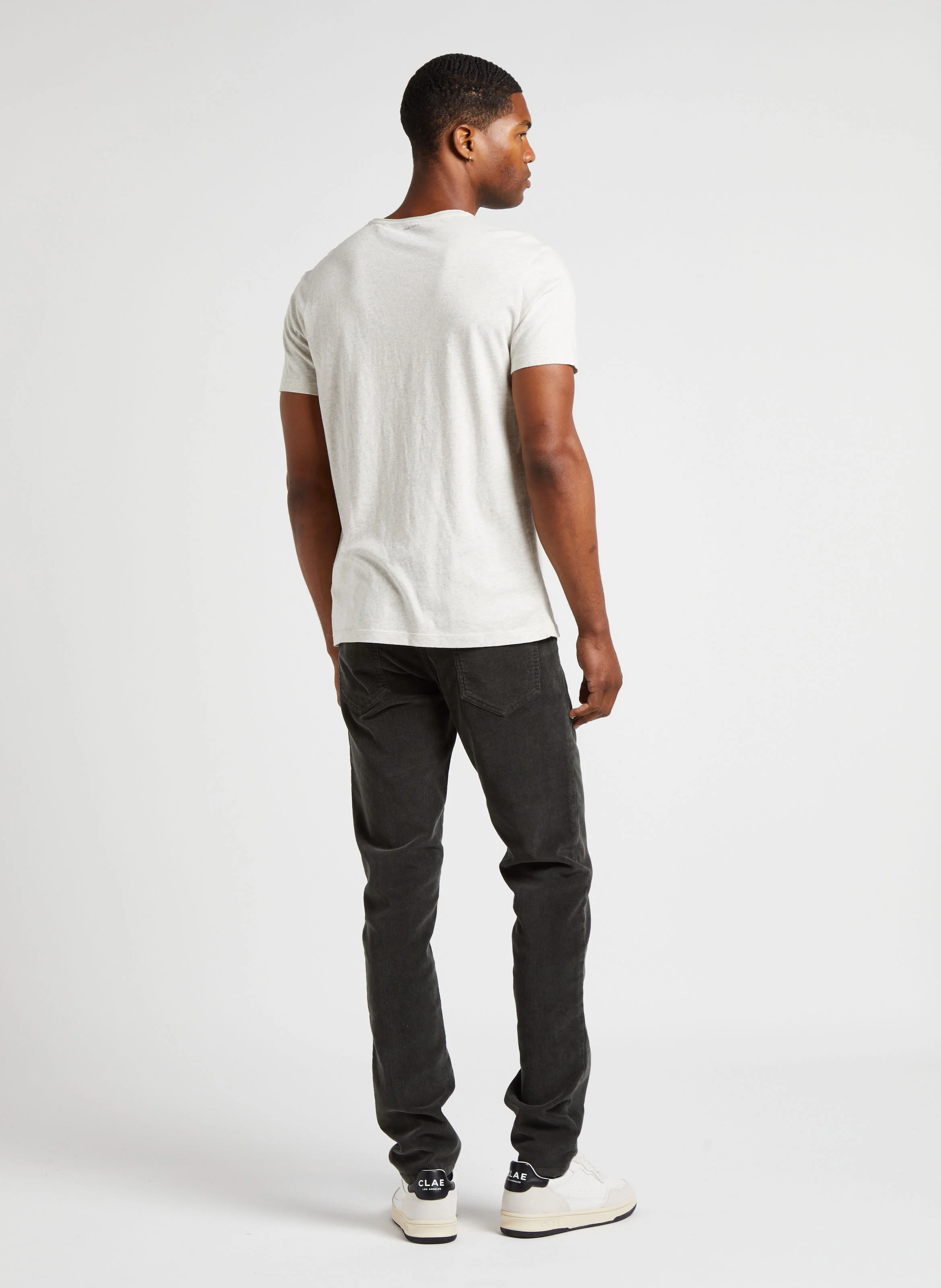 Pantalon slim velours en coton mélangé | Gris