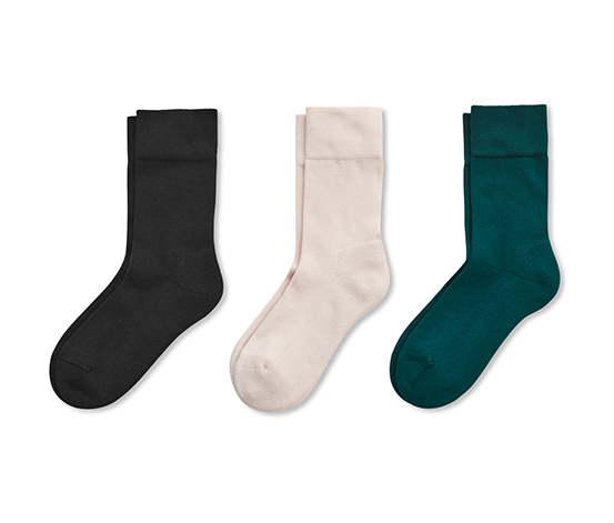 3 Paar Socken, schwarz, smaragd, beige