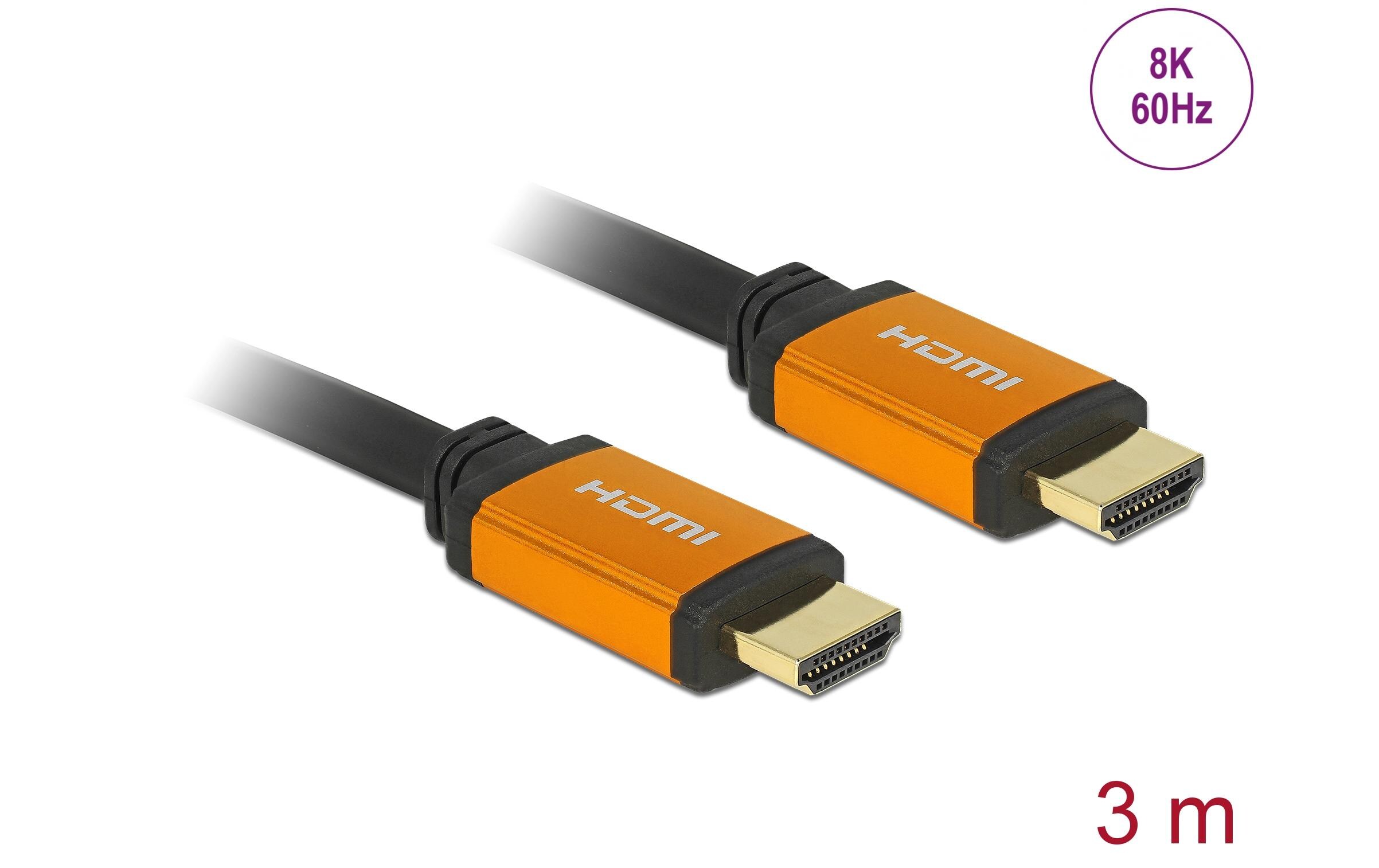 Kabel 8K 60Hz HDMI - HDMI, 3 mDelock High Speed HDMI Kabel 48 Gbps 8K 60 Hz 3 m