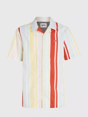 Camisa listrada de manga curta com modelagem relaxada
