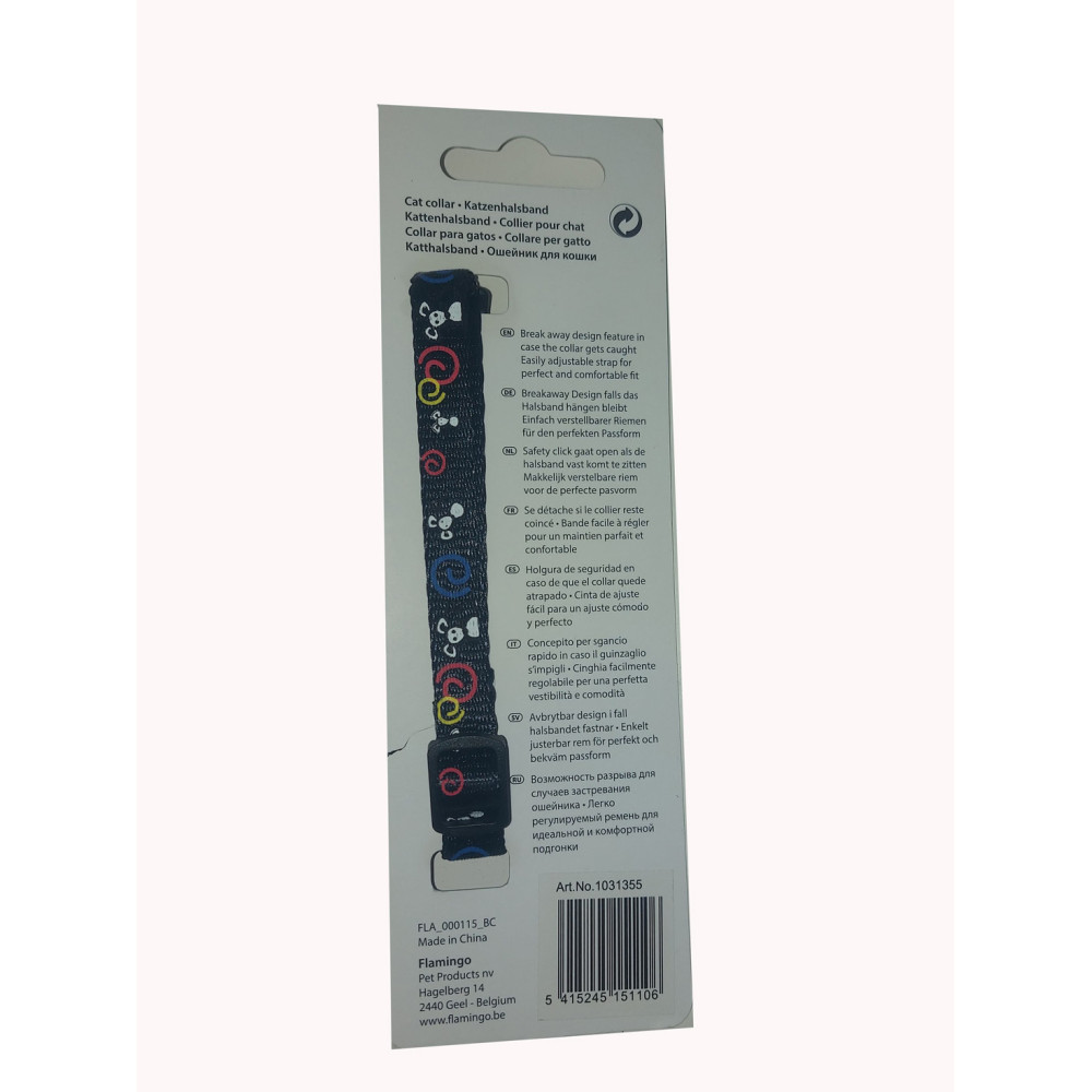Collier réglable de 20 à 35 cm noir avec motif souris pour chat