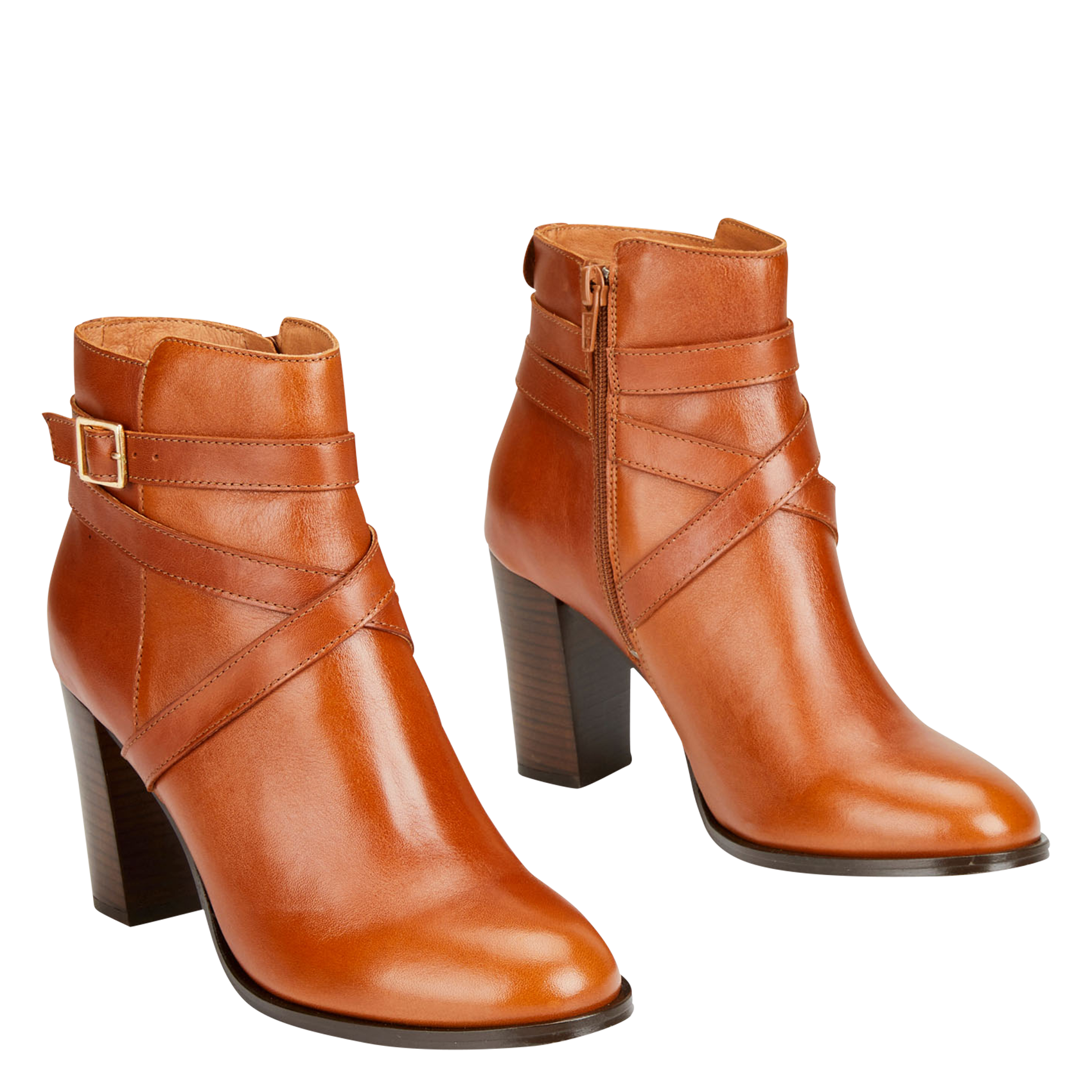 VELMINA - Bottines à talon en cuir lisse | Marron