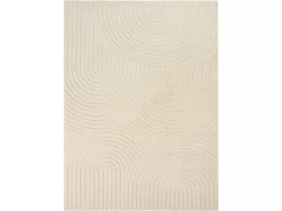 Grand tapis intérieur extérieur 240x340 en relief ARC6EL Beige ton sur ton