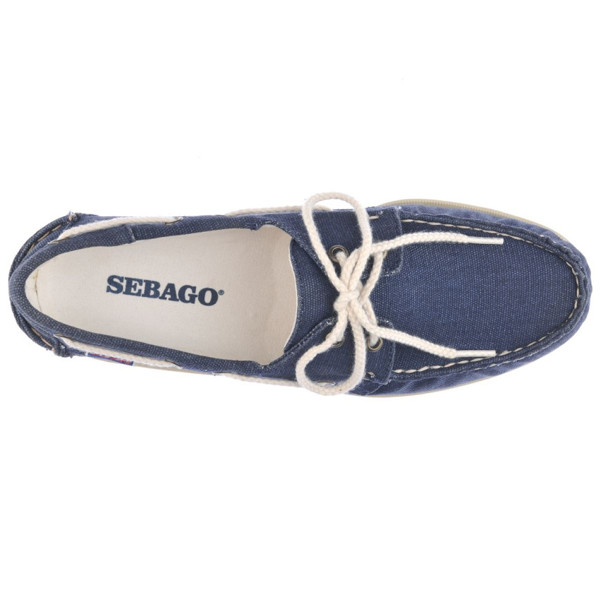 DOCKSIDES PORTLAND WASHED CANVAS BLUE NAVY-Chaussures bateau pour homme en toile