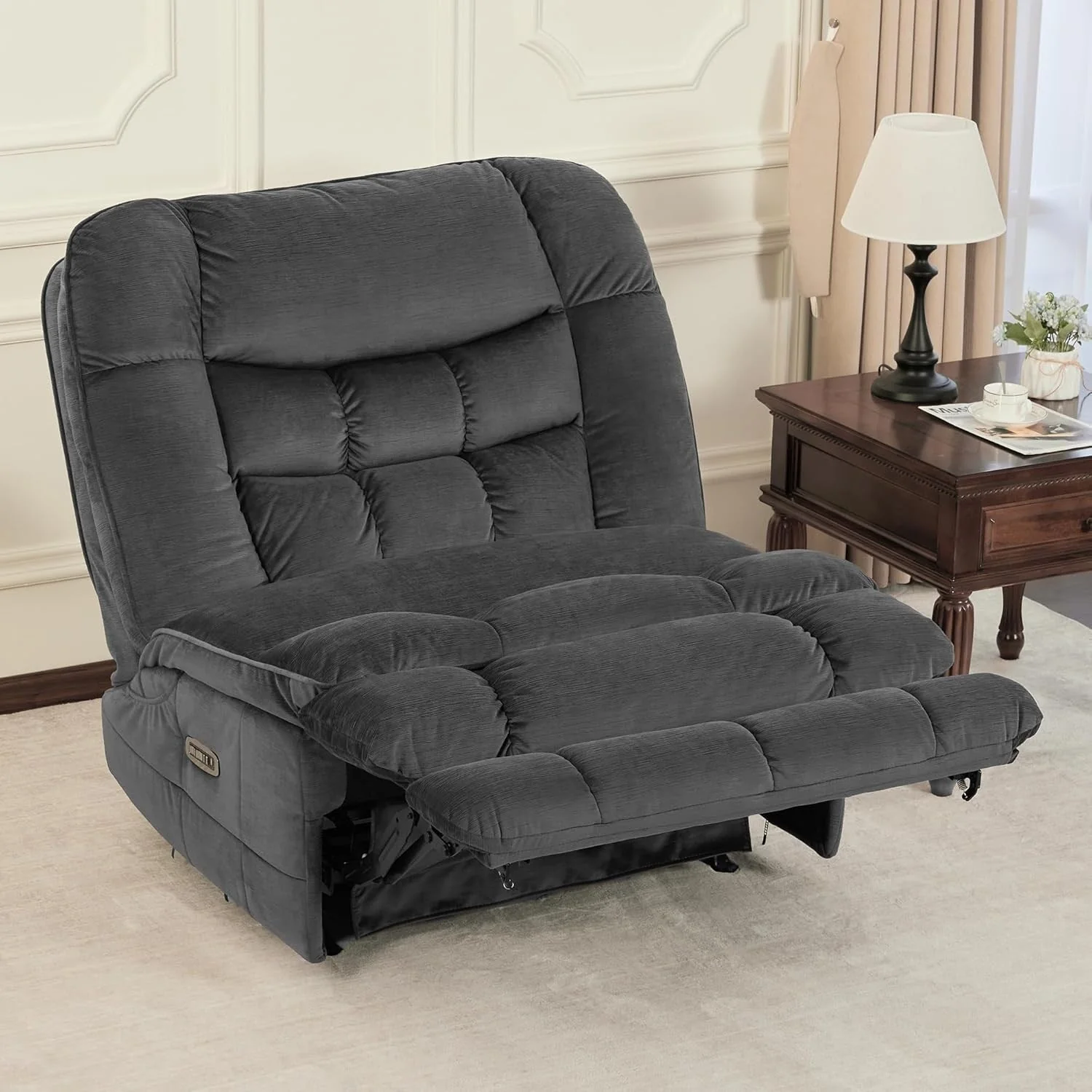 MCombo Oversized Dual Motor Armless Power Rocker Recliner Chair, Zeroarms Recliner Perfect for Living Room Fabric PR607