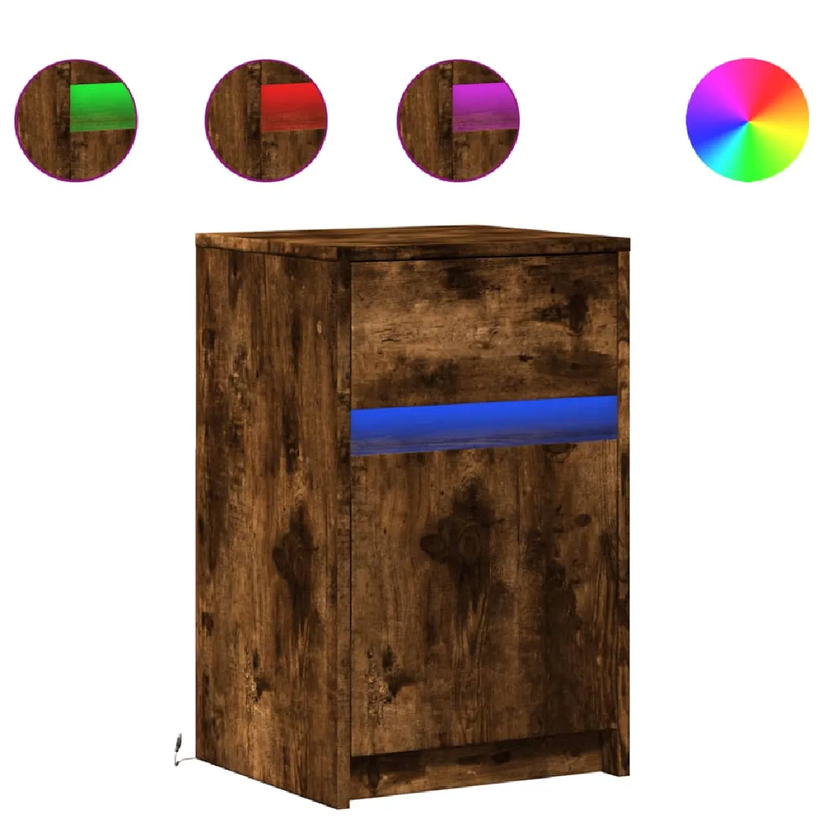 vidaXL Armoires de Chevet LED - Chêne Fumé