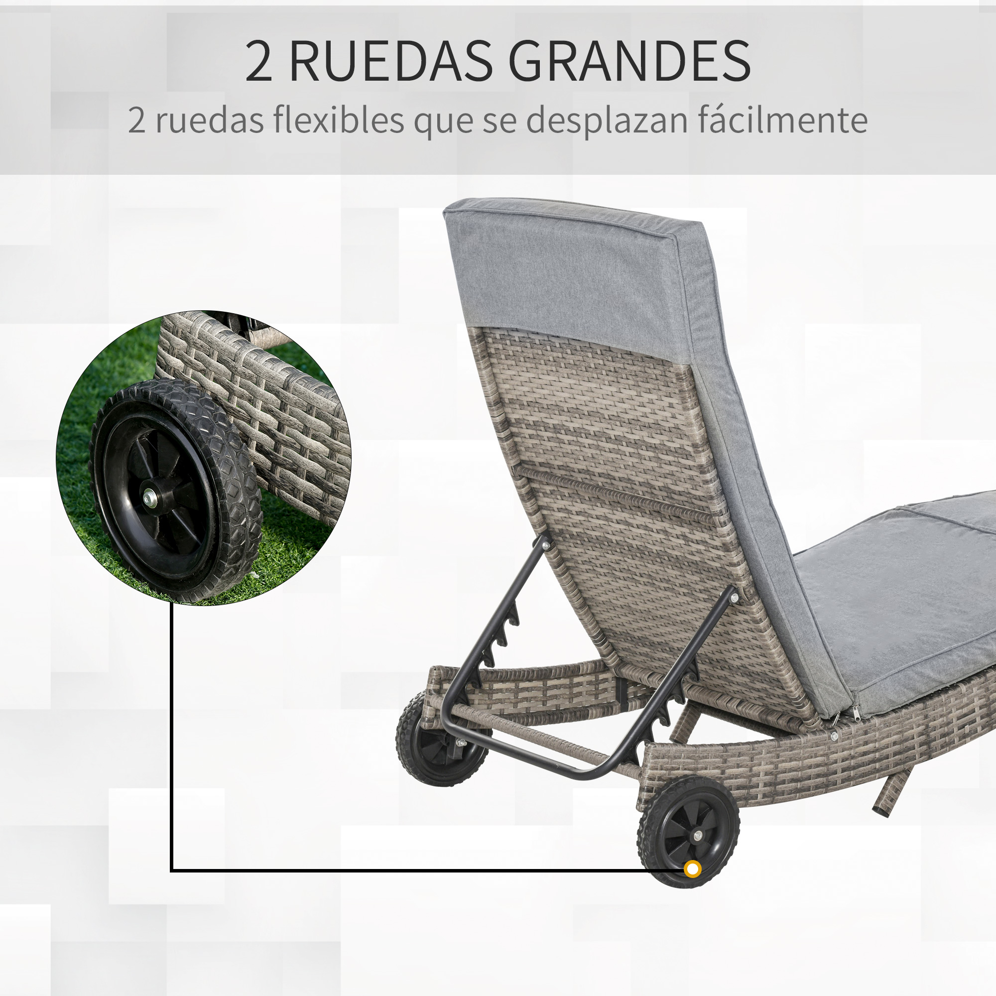 Espreguiçadeira de jardim Outsunny cinza